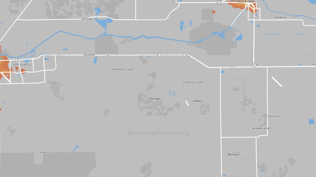 Bike Grade map of Hendry County, FL