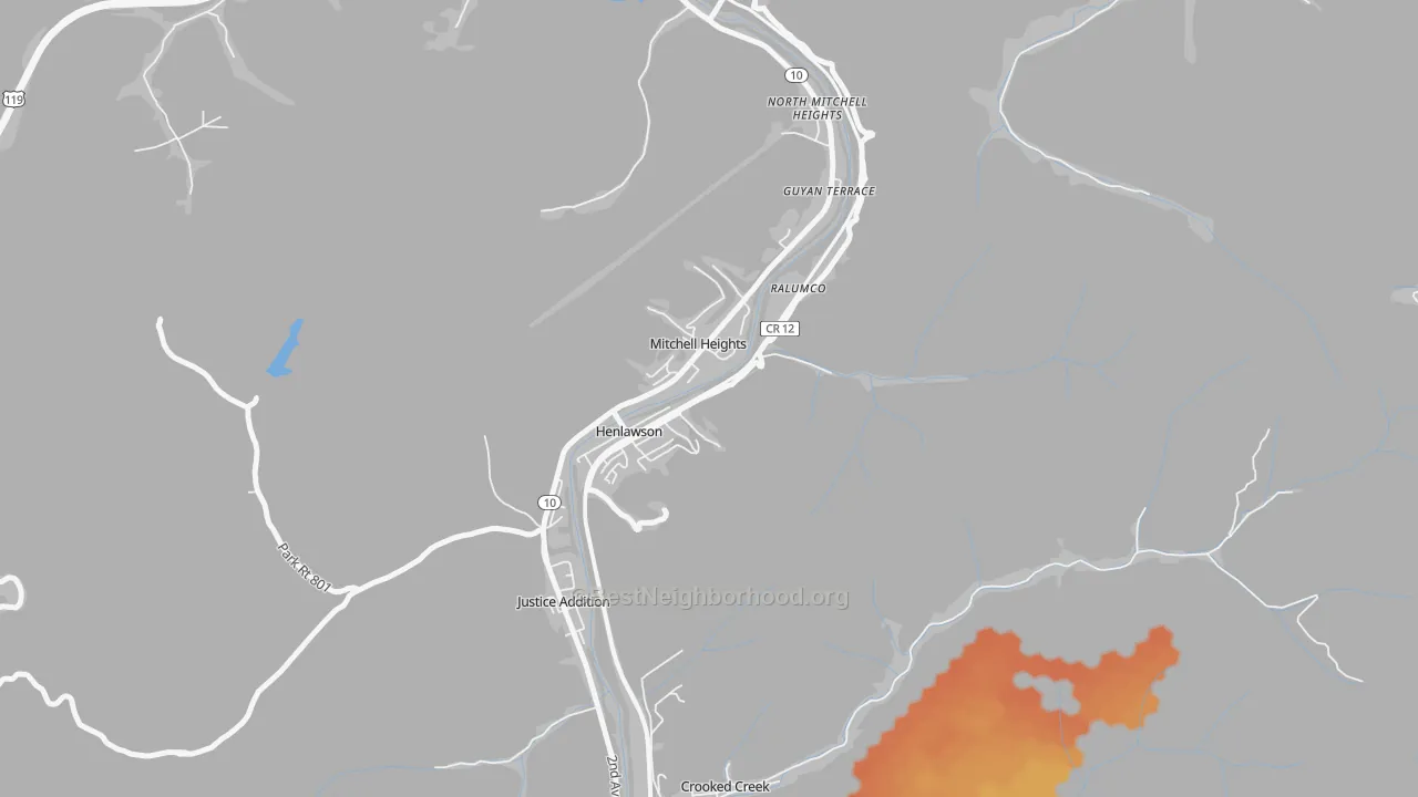 Bike Grade map of Henlawson, WV