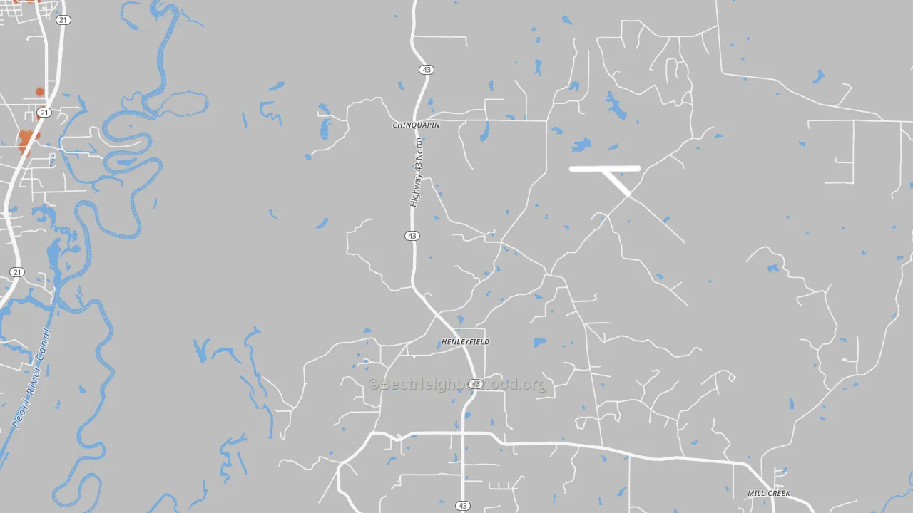 Bike Grade map of Henleyfield, MS