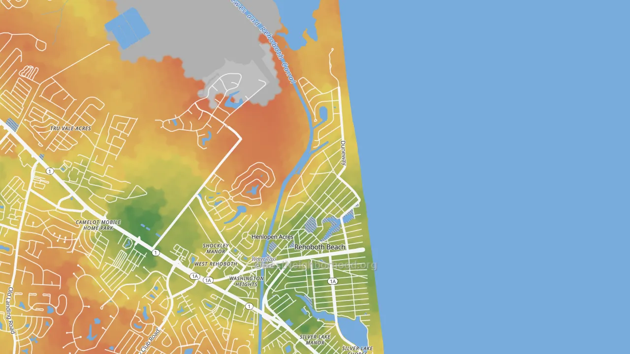 Bike Grade map of Henlopen Acres, DE