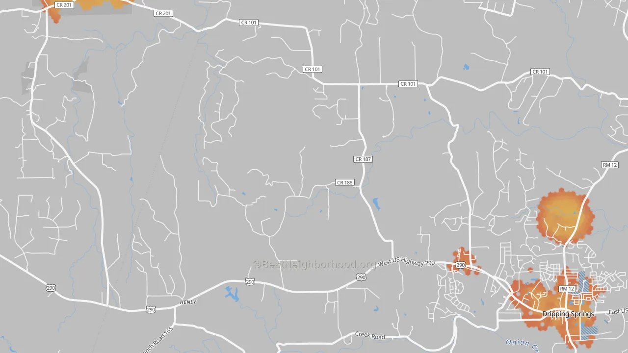 Bike Grade map of Henly, TX