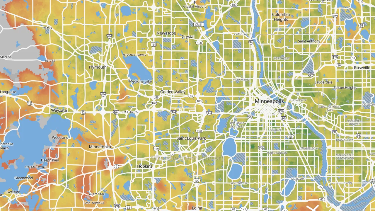 Bike Grade map of Hennepin County, MN