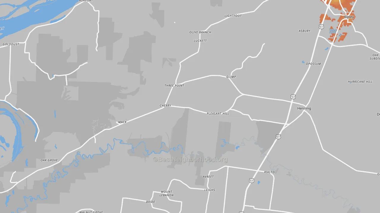 Bike Grade map of Henning, TN
