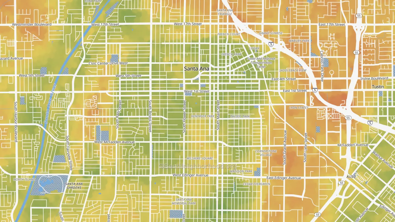 Bike Grade map of Henninger Park, Santa Ana, CA