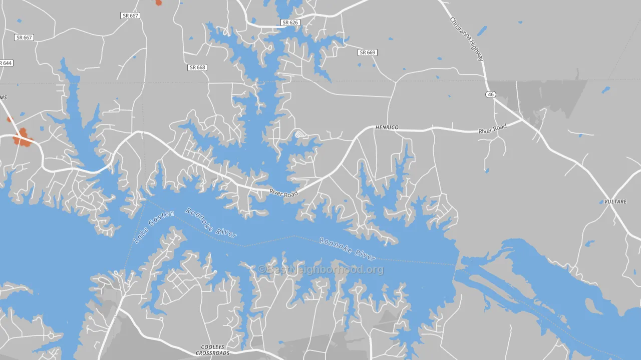 Bike Grade map of Henrico, NC