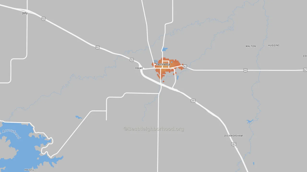 Bike Grade map of Henrietta, TX