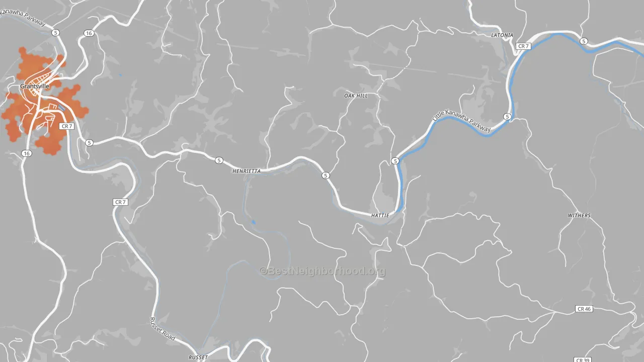 Bike Grade map of Henrietta, WV