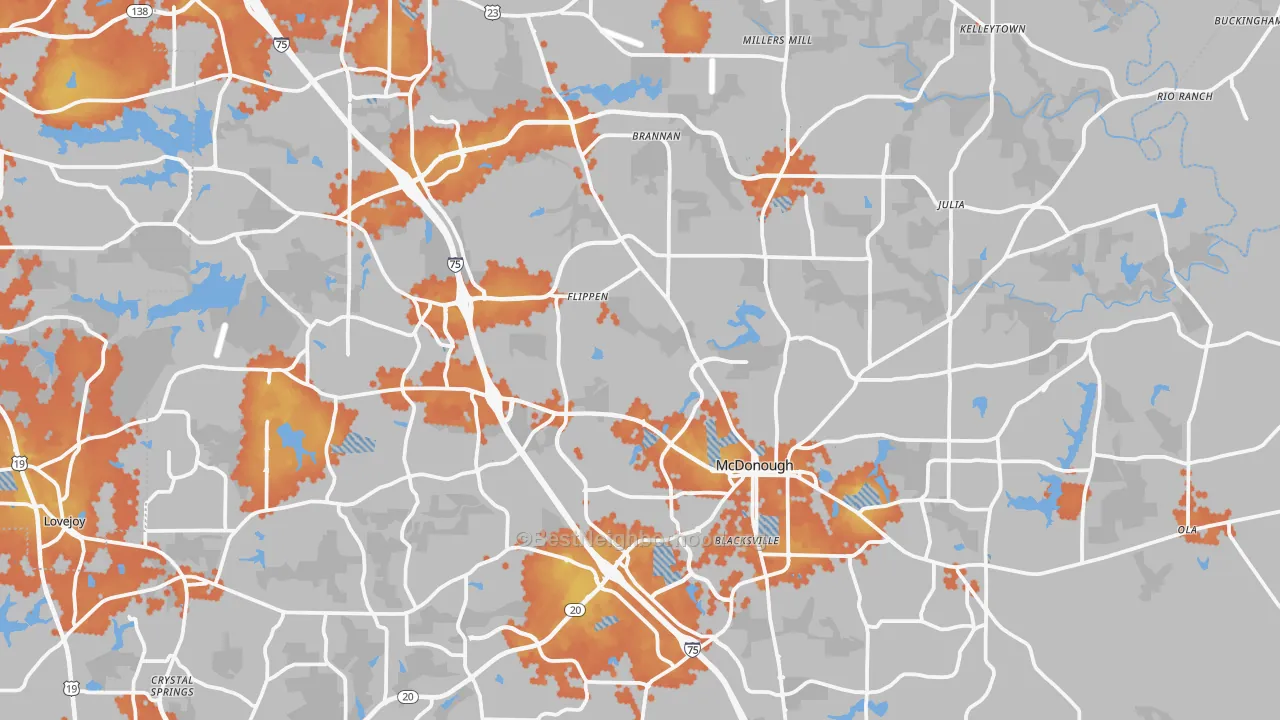 Bike Grade map of Henry County, GA