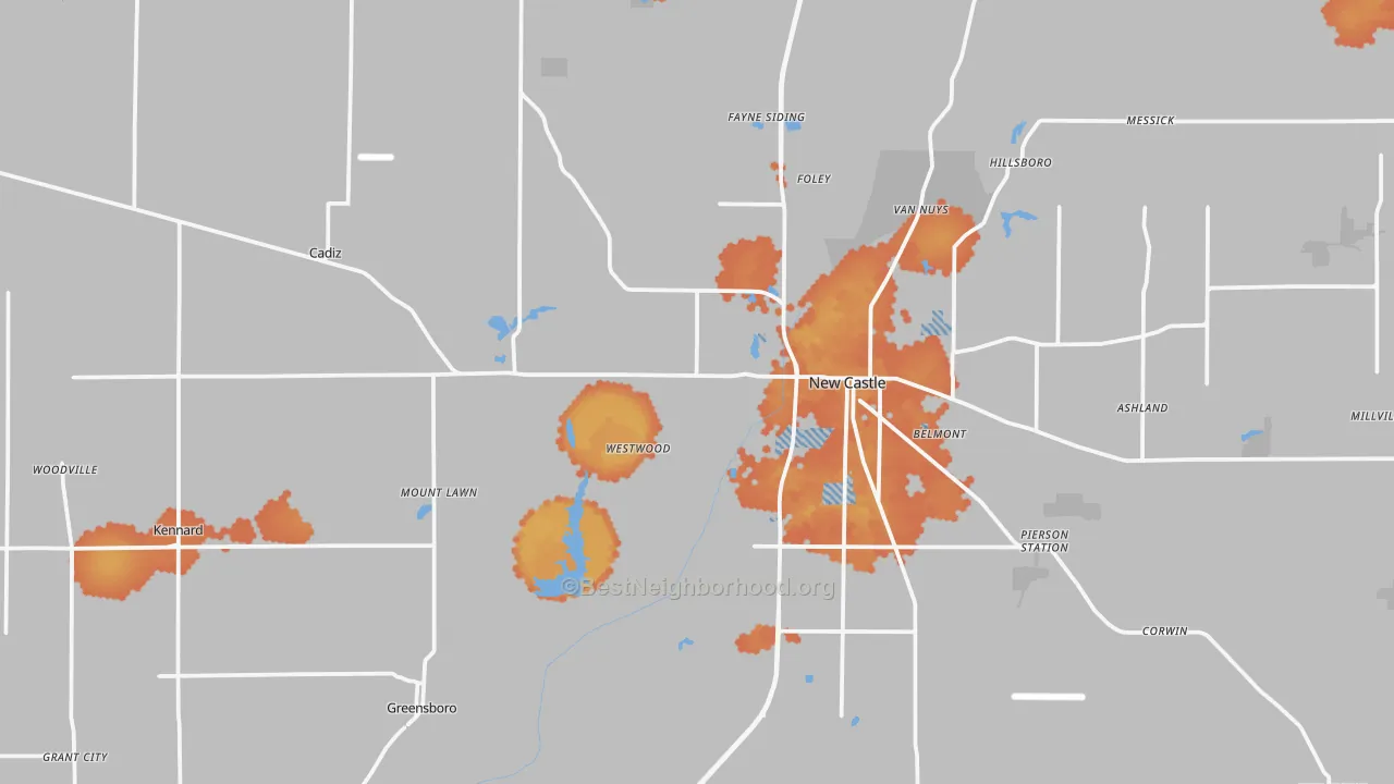 Bike Grade map of Henry County, IN