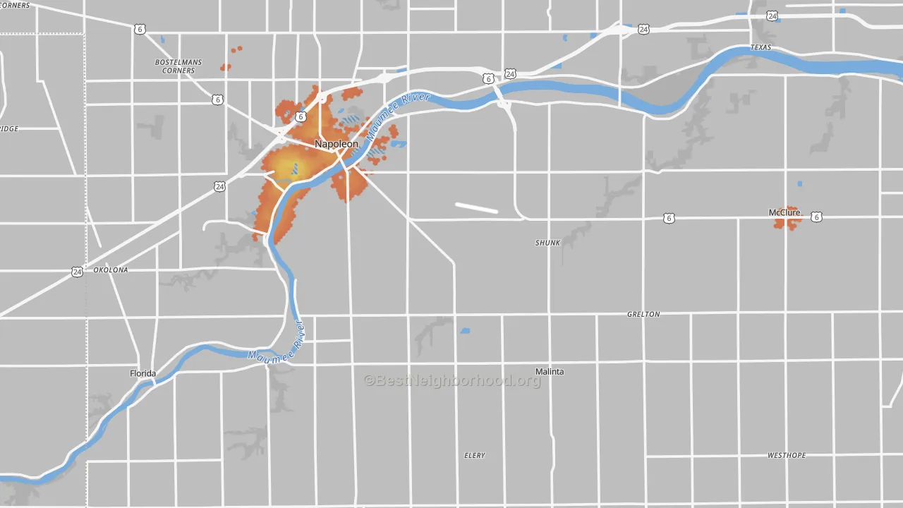 Bike Grade map of Henry County, OH