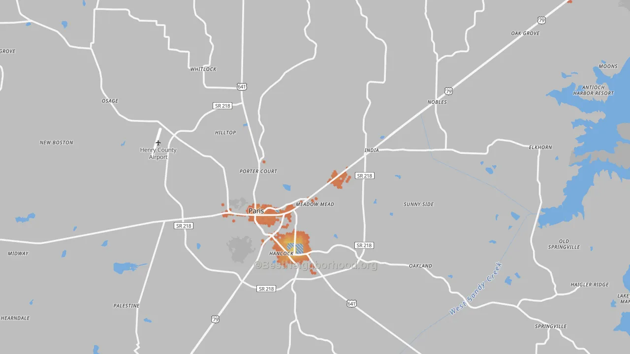 Bike Grade map of Henry County, TN