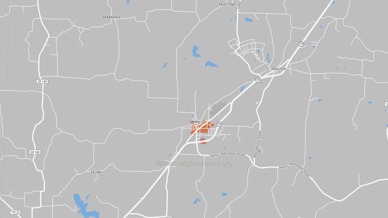 Bike Grade map of Henry, TN
