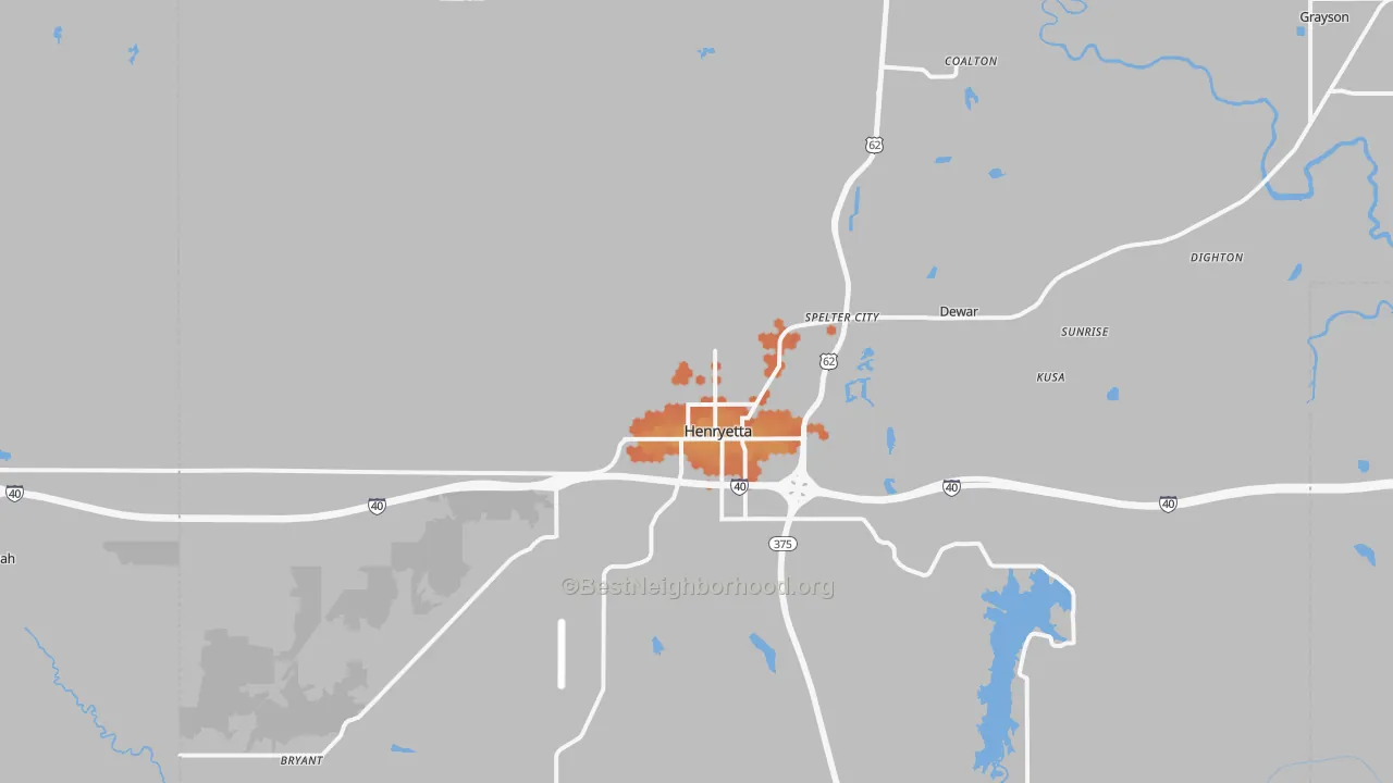 Bike Grade map of Henryetta, OK