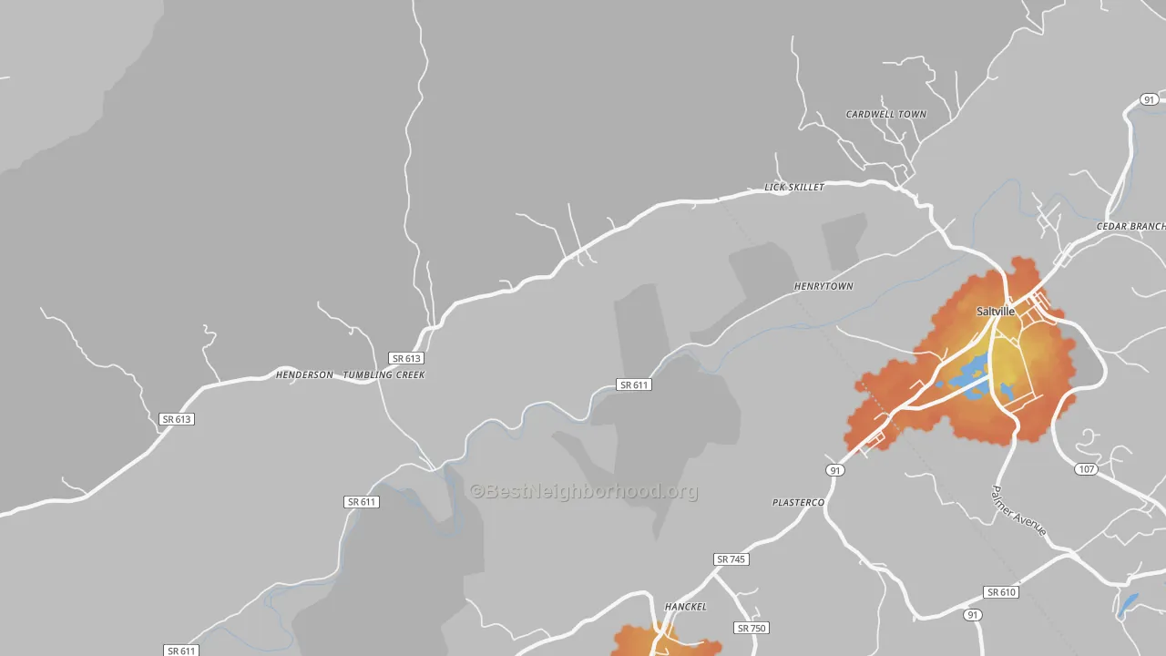 Bike Grade map of Henrytown, VA