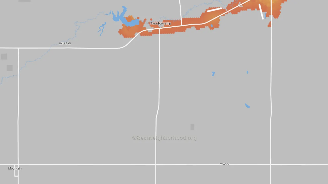 Bike Grade map of Hensel, ND