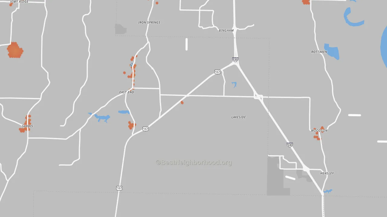 Bike Grade map of Hensley, AR