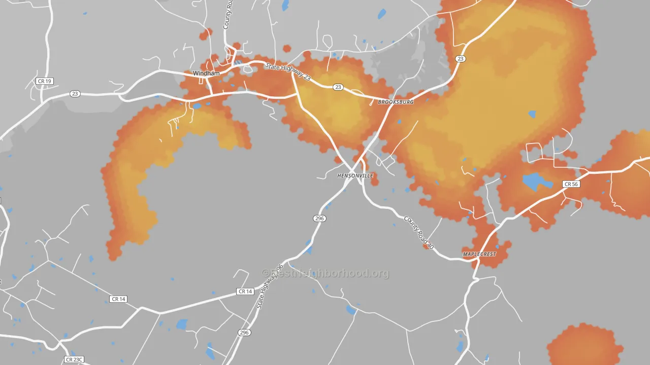 Bike Grade map of Hensonville, NY