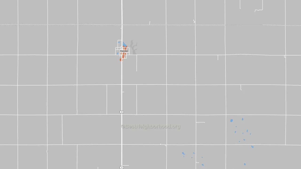 Bike Grade map of Hepler, KS