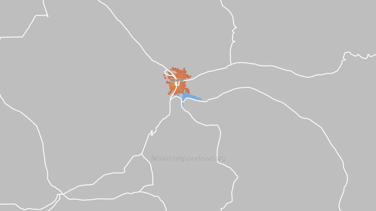 Bike Grade map of Heppner, OR