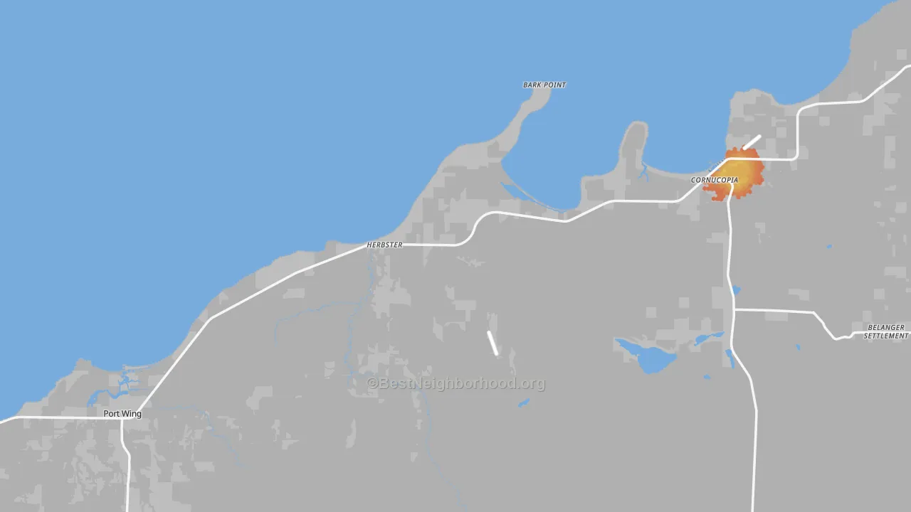 Bike Grade map of Herbster, WI