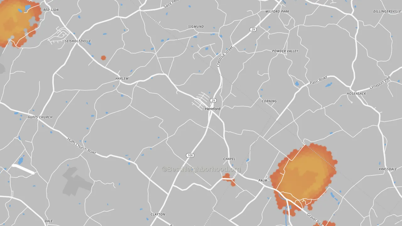 Bike Grade map of Hereford, PA