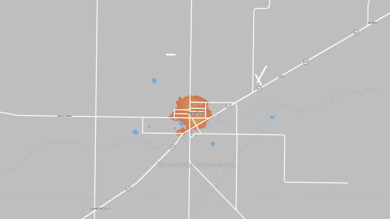 Bike Grade map of Hereford, TX