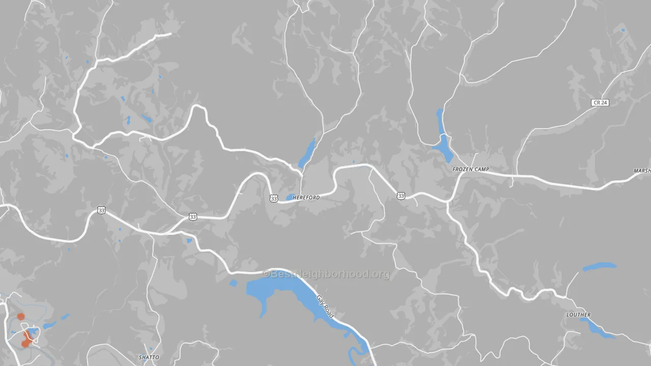 Bike Grade map of Hereford, WV