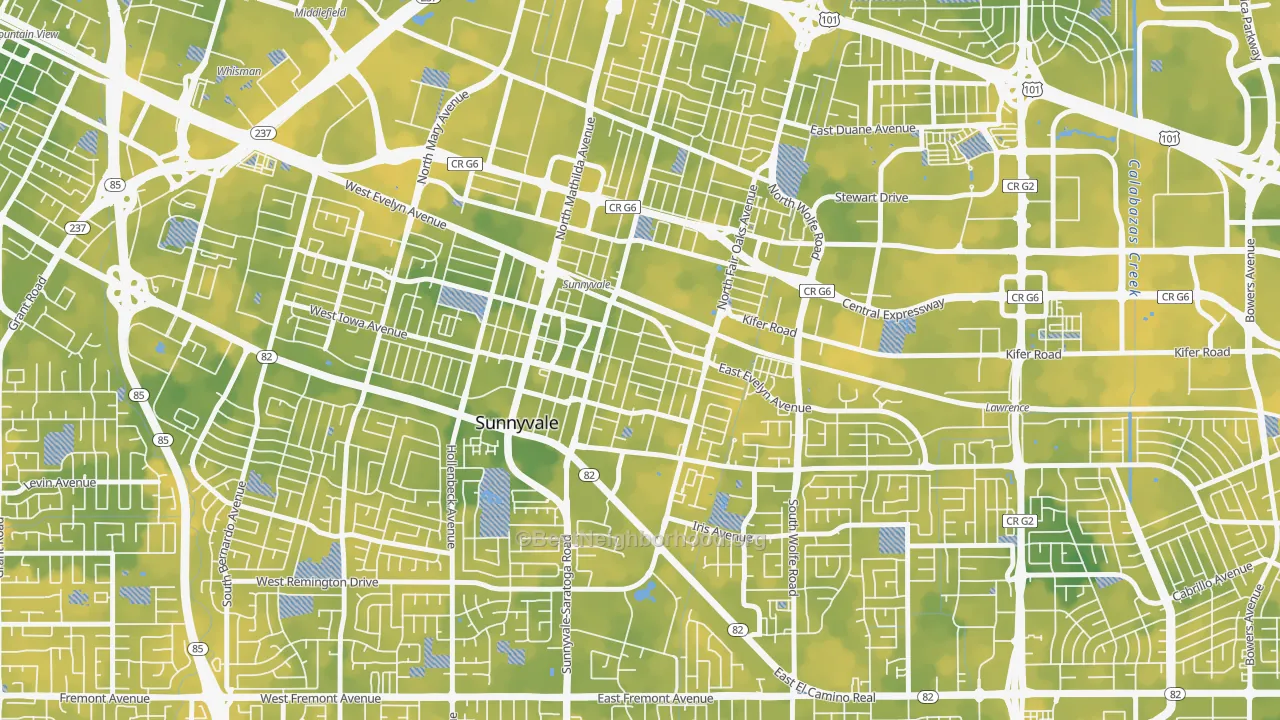 Bike Grade map of Heritage District, Sunnyvale, CA