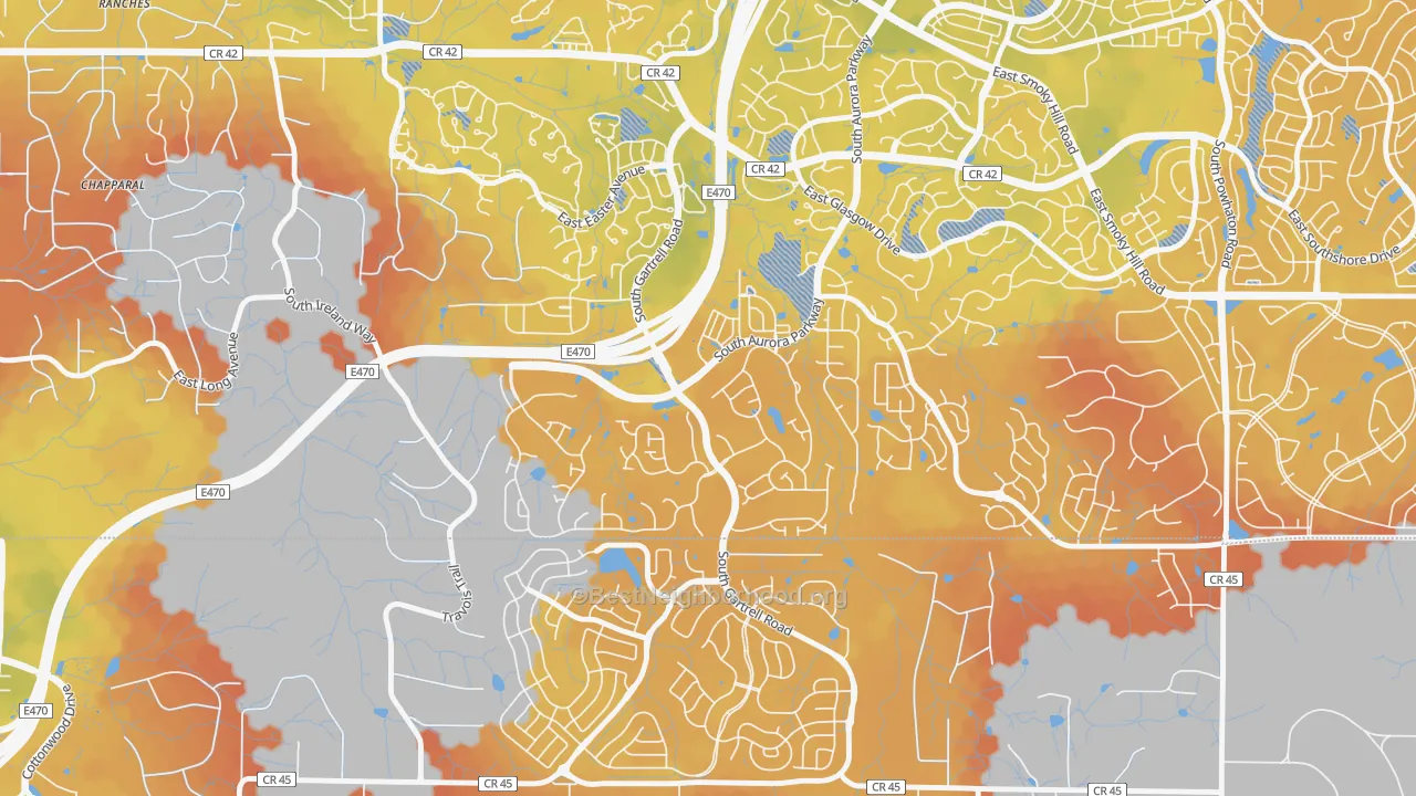 Bike Grade map of Heritage Eagle Bend, Aurora, CO