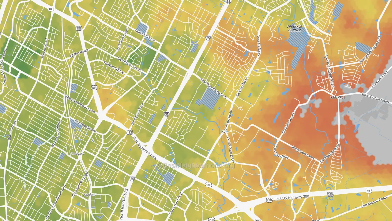 Bike Grade map of Heritage Hills, Austin, TX
