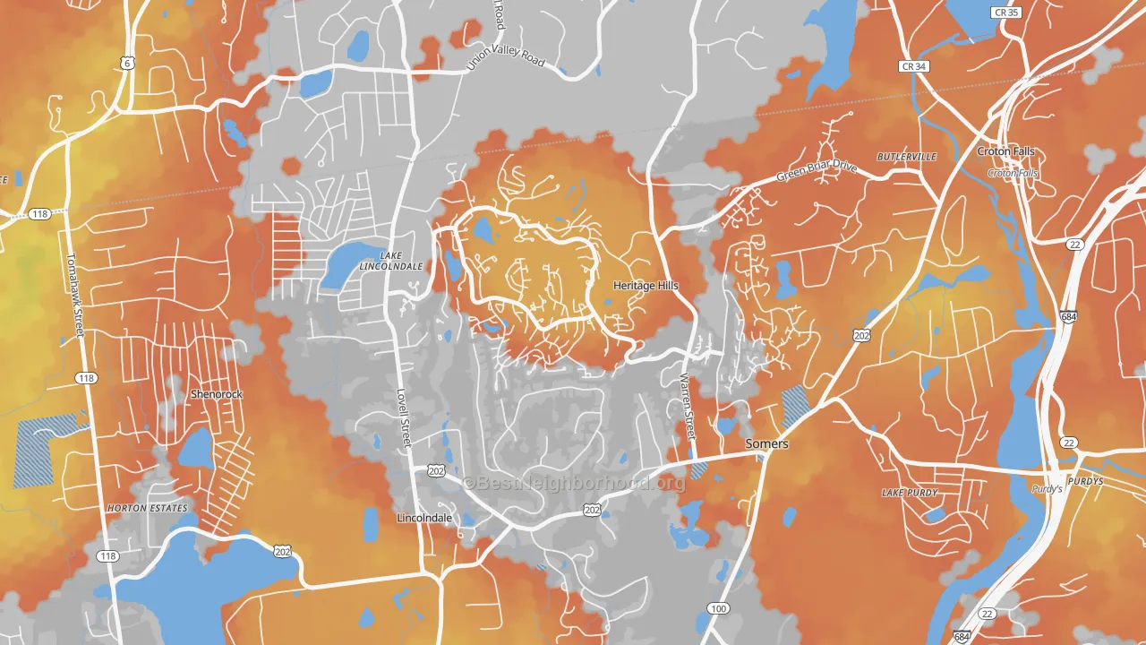 Bike Grade map of Heritage Hills, NY
