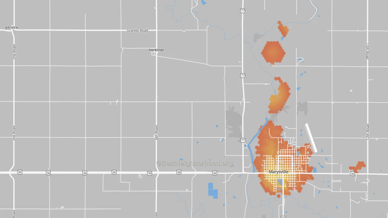 Bike Grade map of Herkimer, KS