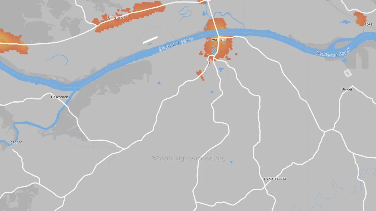 Bike Grade map of Hermann, MO