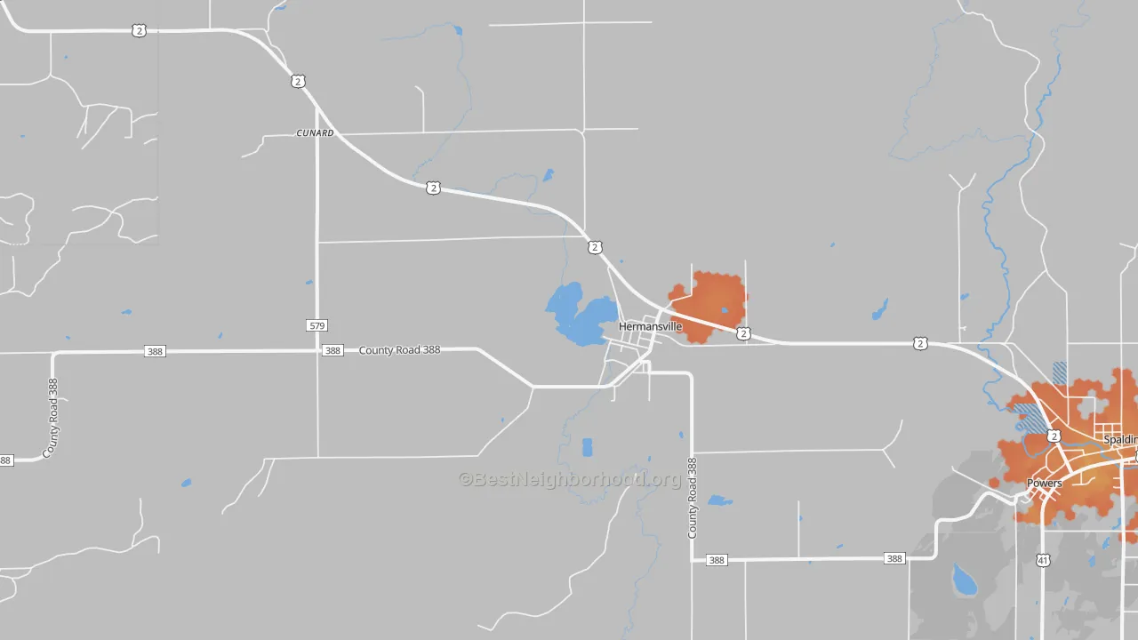 Bike Grade map of Hermansville, MI