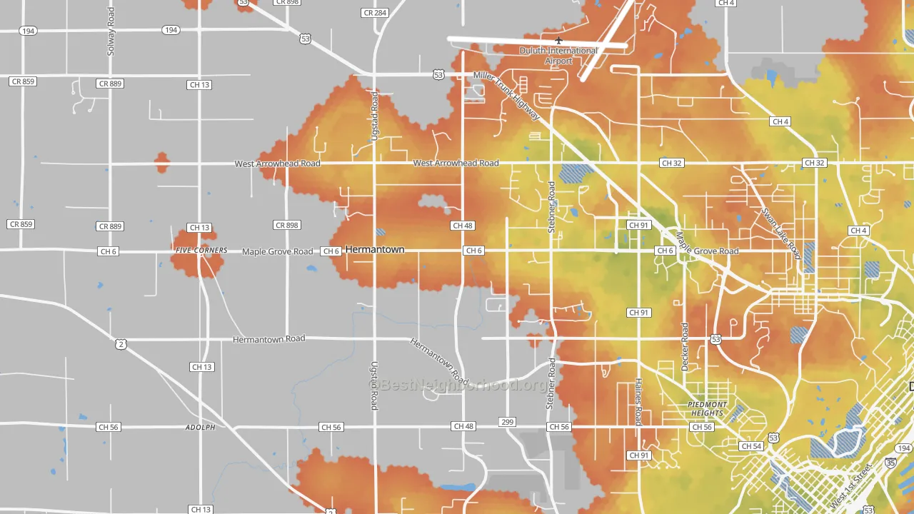 Bike Grade map of Hermantown, MN