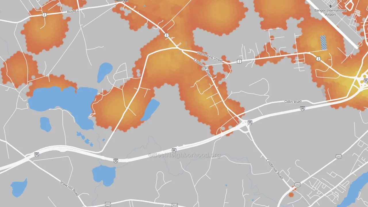Bike Grade map of Hermon Center, ME