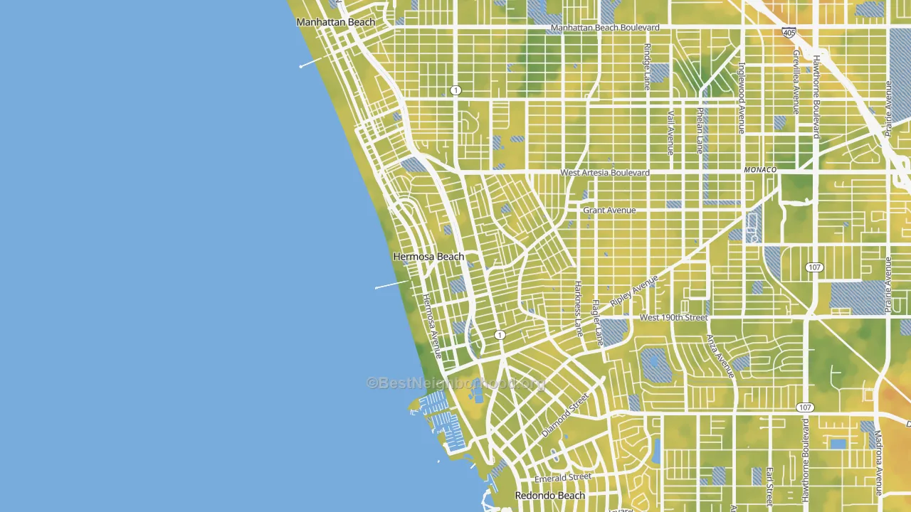Bike Grade map of Hermosa Beach, CA