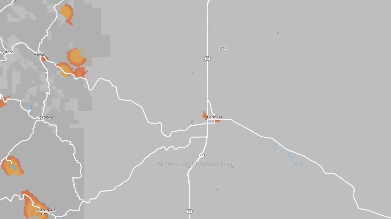 Bike Grade map of Hermosa, SD