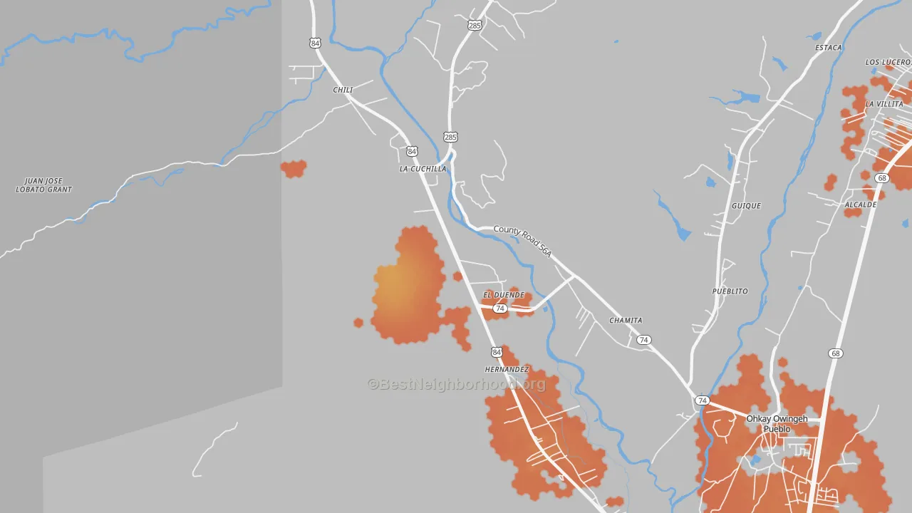 Bike Grade map of Hernandez, NM