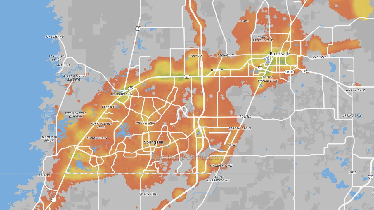 Bike Grade map of Hernando County, FL