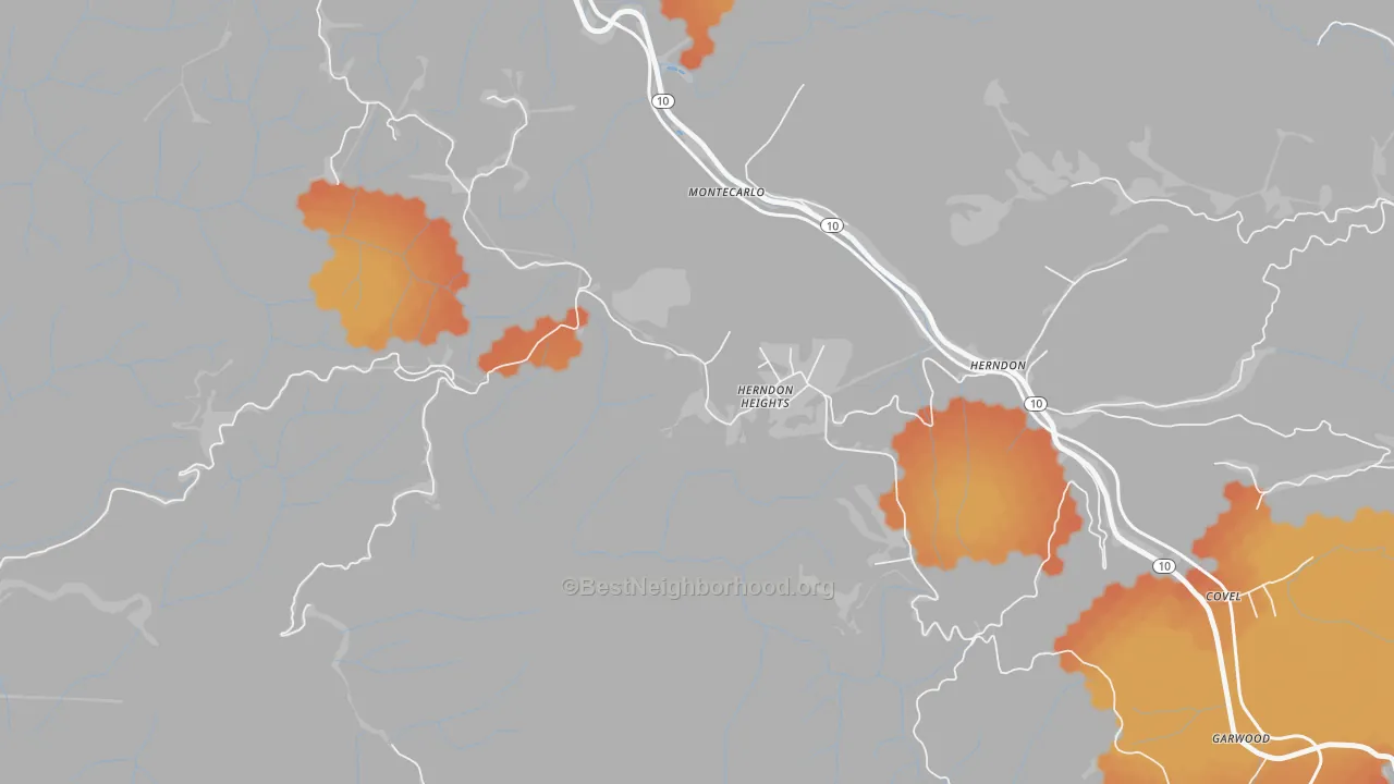 Bike Grade map of Herndon Heights, WV