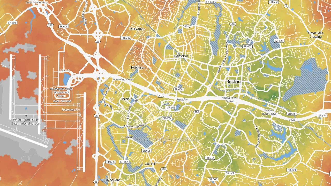 Bike Grade map of Herndon, VA