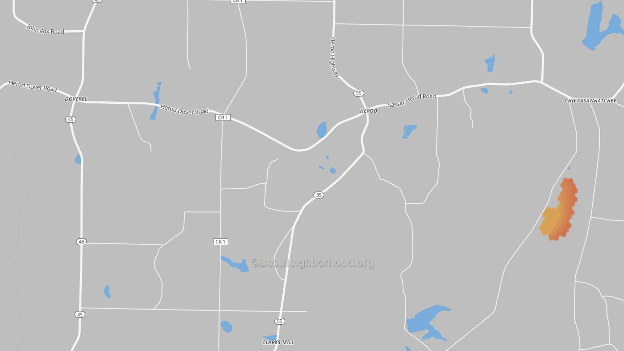 Bike Grade map of Herod, GA