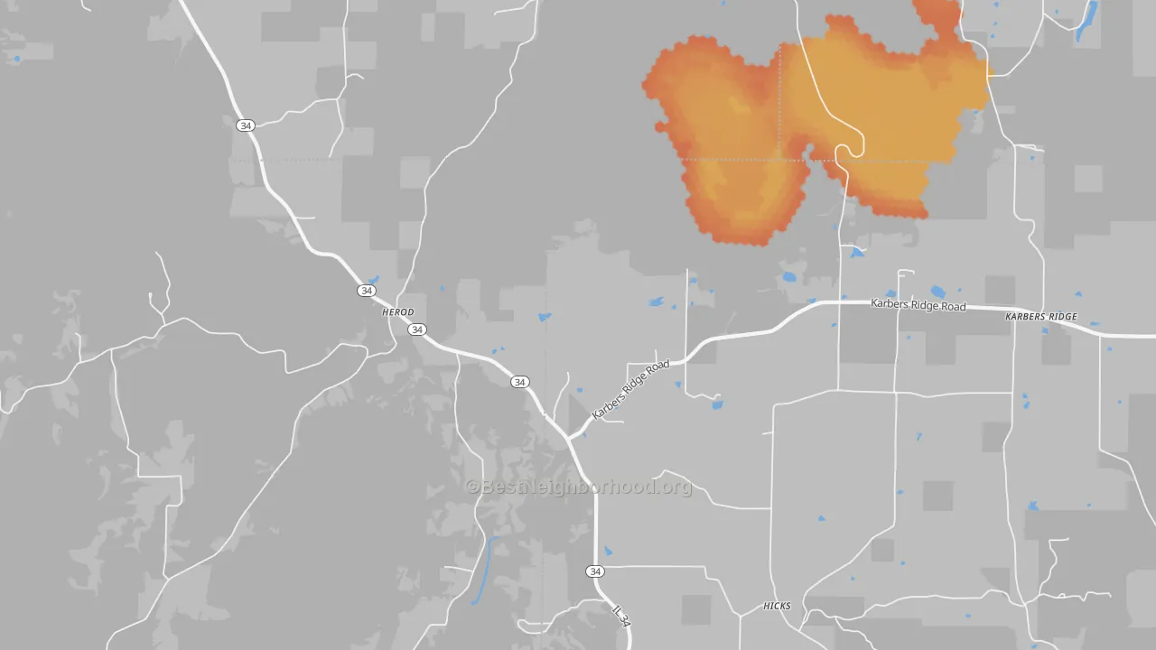 Bike Grade map of Herod, IL