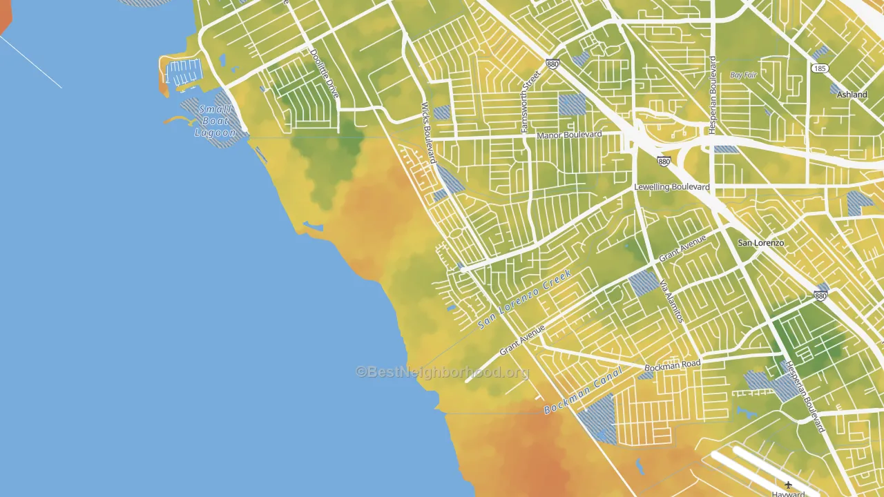 Bike Grade map of Heron Bay, San Leandro, CA