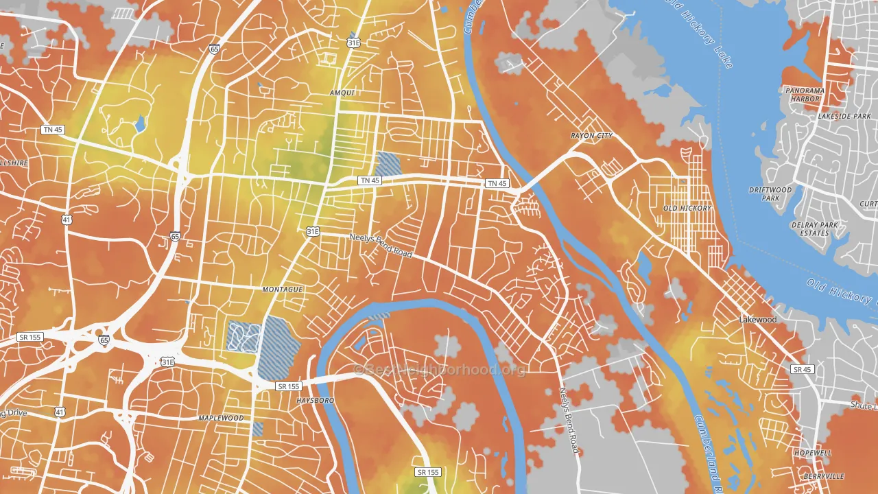 Bike Grade map of Heron Walk, Madison, TN