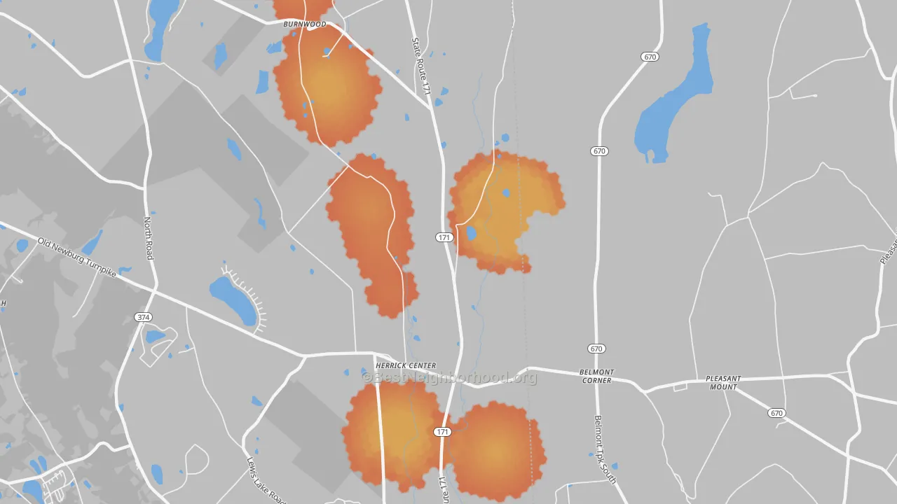 Bike Grade map of Herrick Center, PA