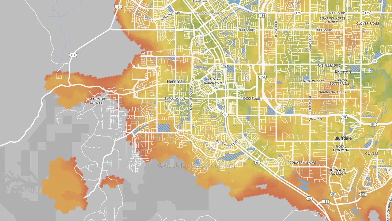 Bike Grade map of Herriman, UT
