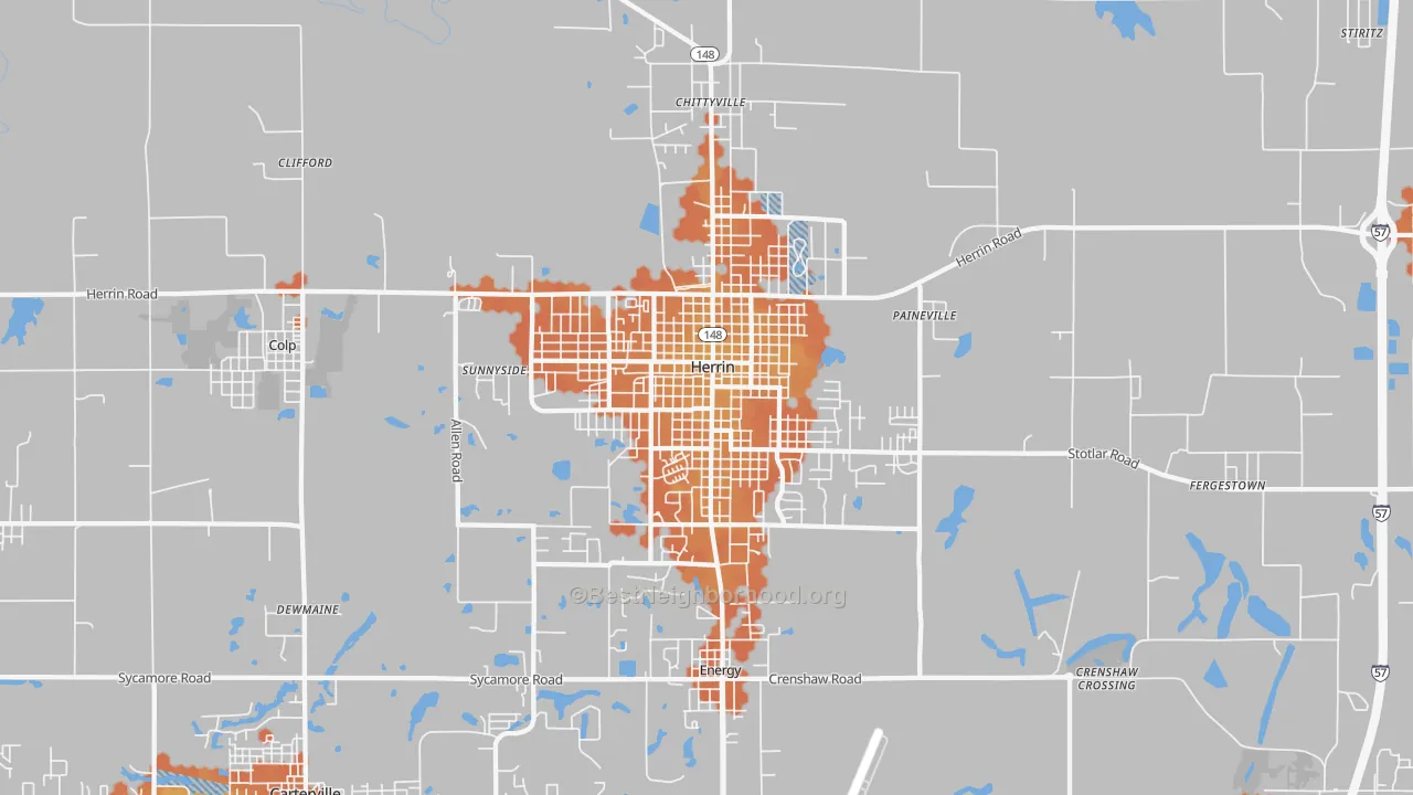 Bike Grade map of Herrin, IL
