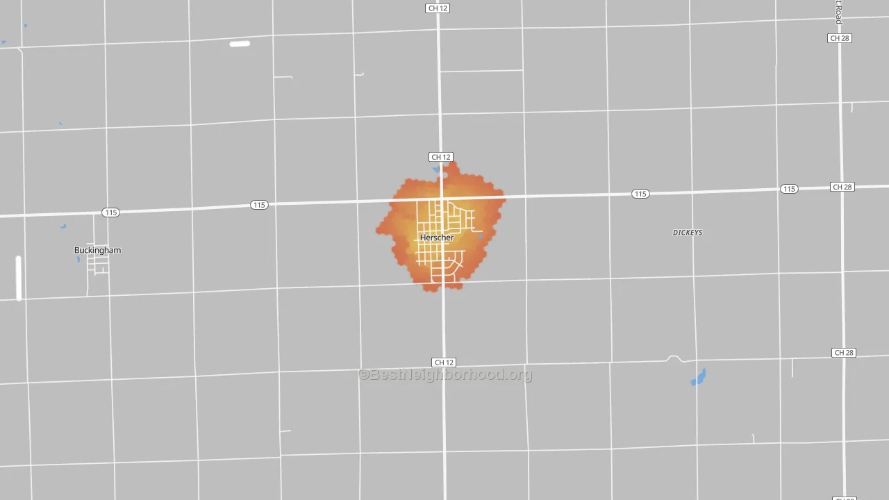 Bike Grade map of Herscher, IL